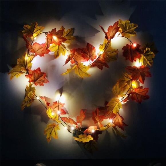 "6.6 FT Maple Leaf Garland String Light, 20 LED Fall Maple Leaf Thanksgiving - Picture 6 of 10